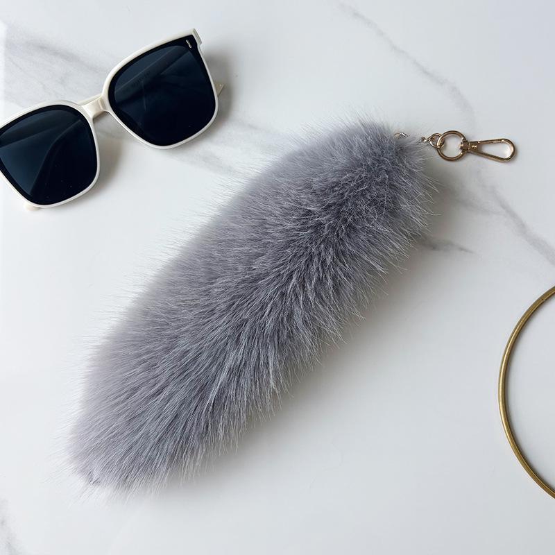 25cm Faux Fox Fur Tail Pendant Keychain for Bags & Accessories