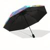 Hello Kitty,Rainbow Automatic Folding Umbrella-Simple 8-Rib Design, Bright Cartoon Pattern, Durable Iron Frame, Suitable For Travel, Outdoor