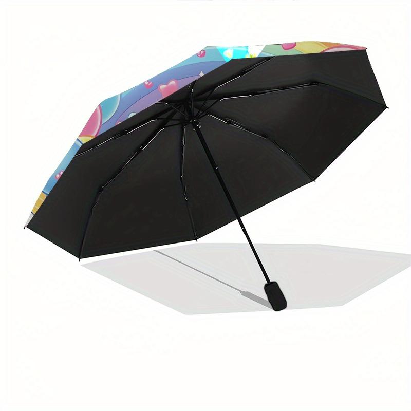 Hello Kitty,Rainbow Automatic Folding Umbrella-Simple 8-Rib Design, Bright Cartoon Pattern, Durable Iron Frame, Suitable For Travel, Outdoor