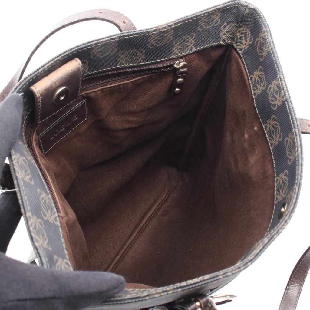 Used LOEWE Repeat anagram Tote Bag PVC coated canvas leather Brown Used Women