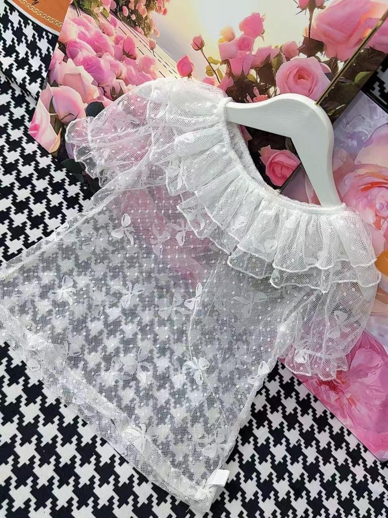 Lolita Spets Dubbla Lager Babydoll Sommartopp för Flickor