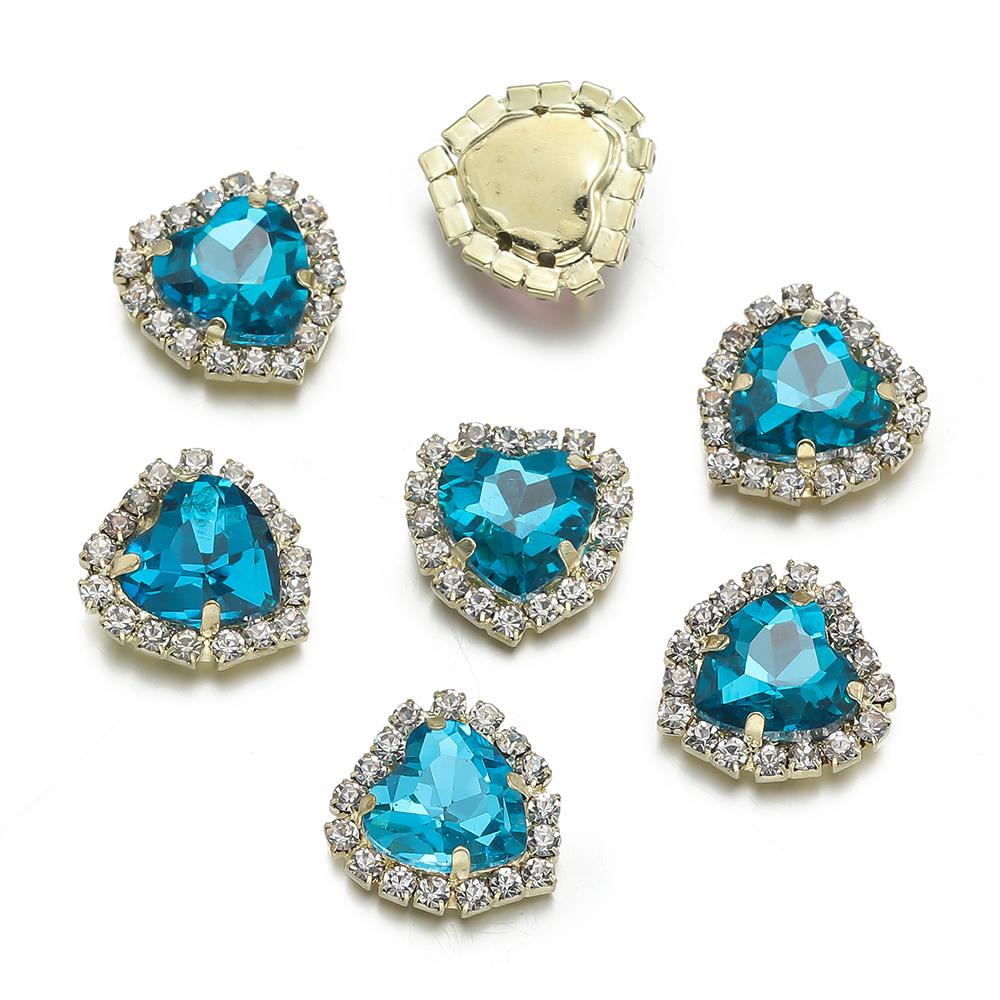 10Pcs/lot 14x15MM Metal Heart Rhinestones Acrylic Sewing Accessories DIY Clothing Hair Accessories Decorative Jewelry