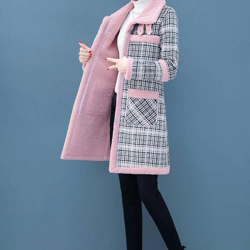 Manteau d'hiver en laine épaisse et chaude pour femmes, long parka, pardessus trench