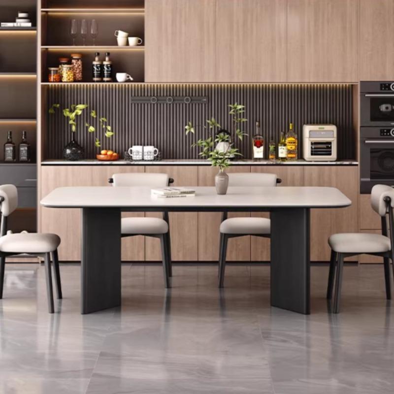 Italian Minimalist Dining Chair, Thickened Double-Layer Backrest Chair, High-Resilience Cushioned Seat with Soft Padding,