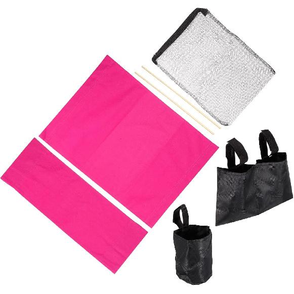 PATIKIL Director Chair Accessories Set, 5in1 Set Makeup Chair Canvas Replacement Kit and Portable Side Storage Bags, Hanging Mesh Bag, Rose Red