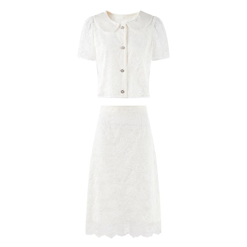 Sweet Gentle Style Doll Collar Lace Two-Piece Set