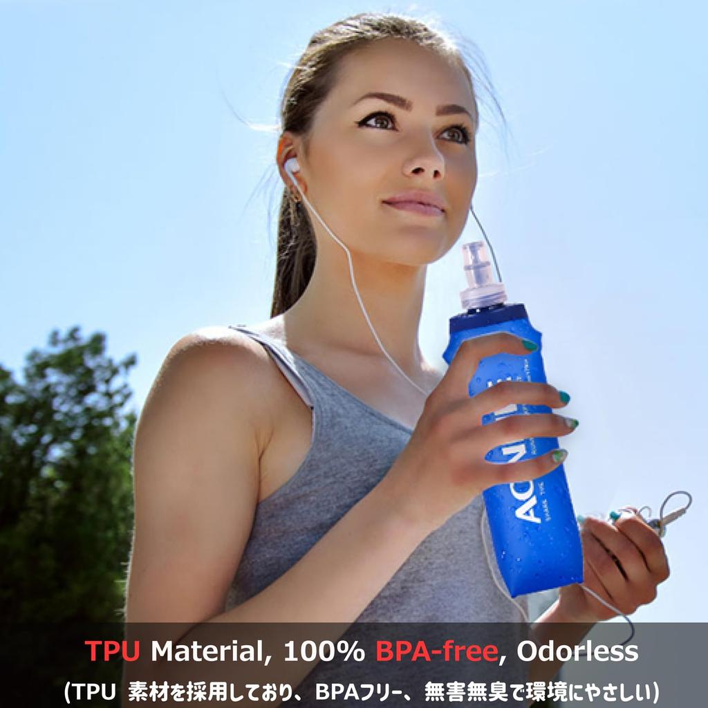 Azarxis Foldable TPU Hydration Portable Soft for Trail and Outdoor 500ml Capacity Bottle, Flask, Lightweight, Running, Marathons, Hiking, Cycling,