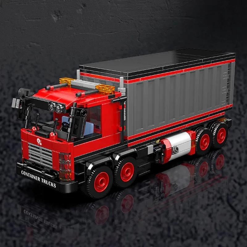 630PCS Red Container Truck Building Blocks City Mail Transport Vehicle Model Building Blocks Decoration Creative DIY Toys Gift