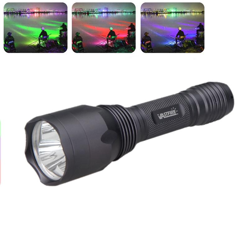 Professional Hunting Flashlight Green/Red/UV Light Tactics Night Reconnaissance LED Flashlight Lamp Rechargeable Outdoor Torch