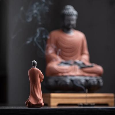 Chinese Purple Sand Monk Ornaments Buddhas Zen Statues Home Decor Crafts Ceramic Art Small Monk Bonsai Monk Figurine