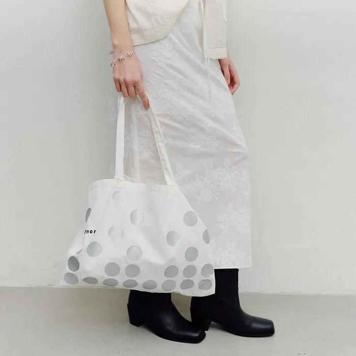 SILVER DOT ECO BAG - WHITE