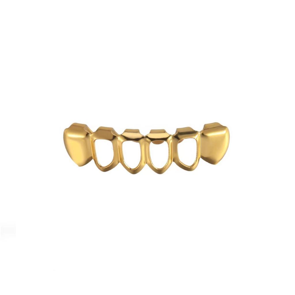 European Six-Tooth & Four-Tooth Hollow Fangs with Flat Teeth Hip Hop Grill Set