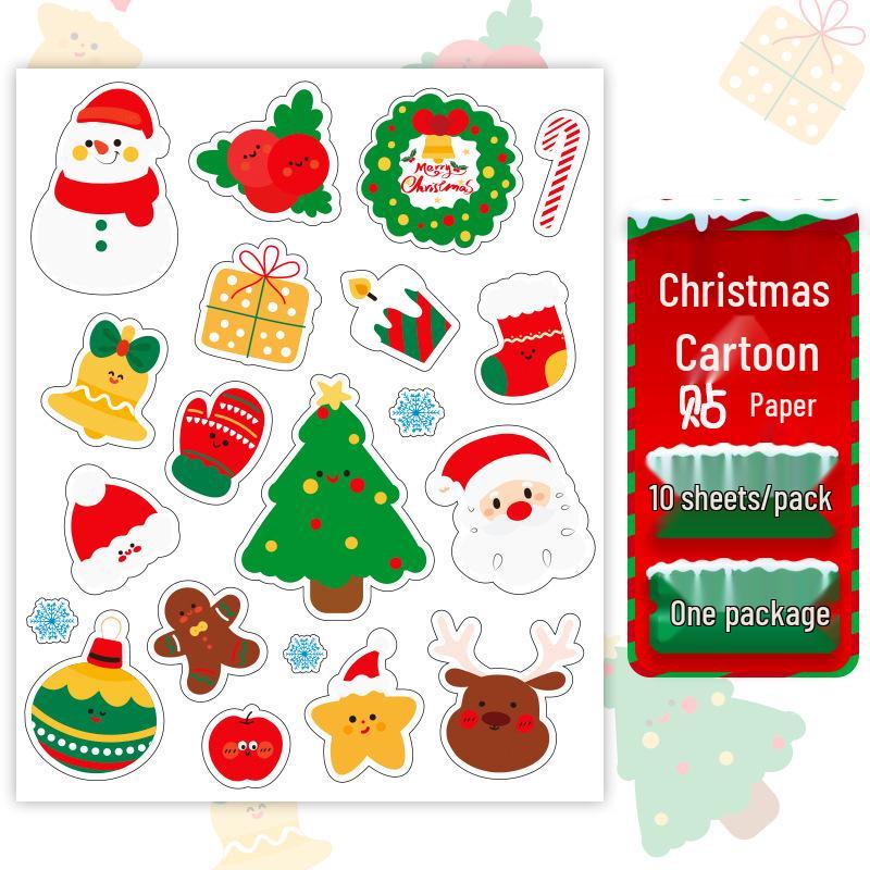 Cute Christmas Cartoon Stickers: Santa, Reindeer & Snowflake Scrapbook Gift Set