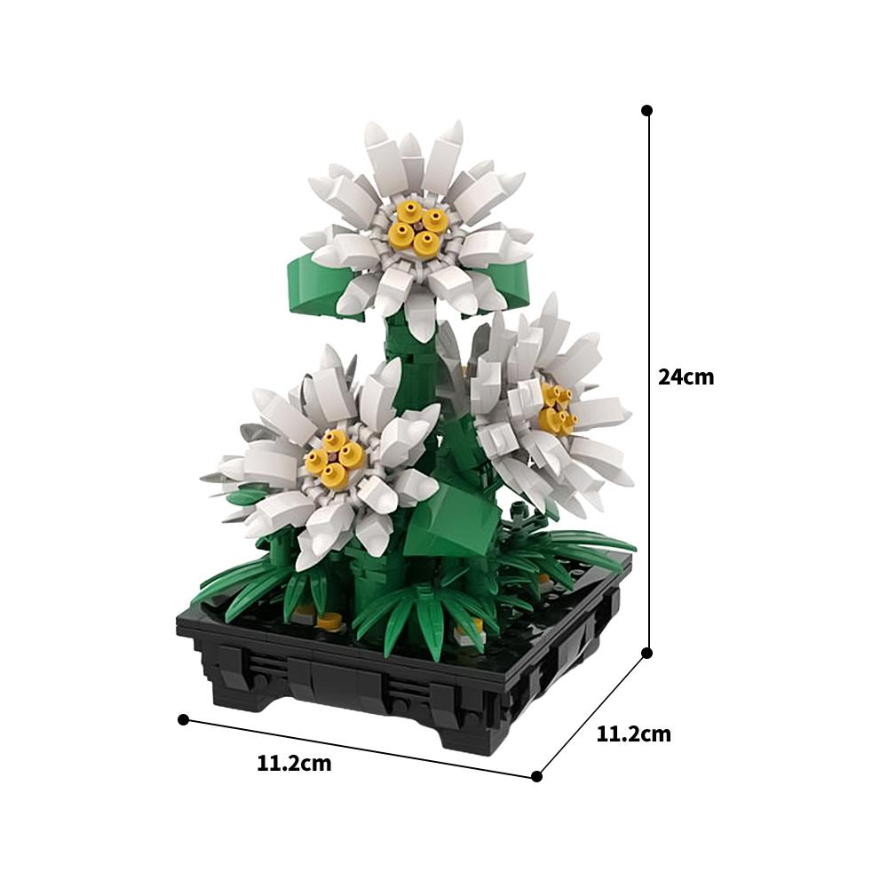 Gobricks MOC Daisies Bouquet Bricks Office Home Decoration Potted Daisies Garden House Plant Assembly Building Blocks Toys Gift