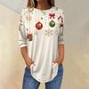 Women's Christmas Print Three-Quarter Sleeve Neck T-Shirt Top