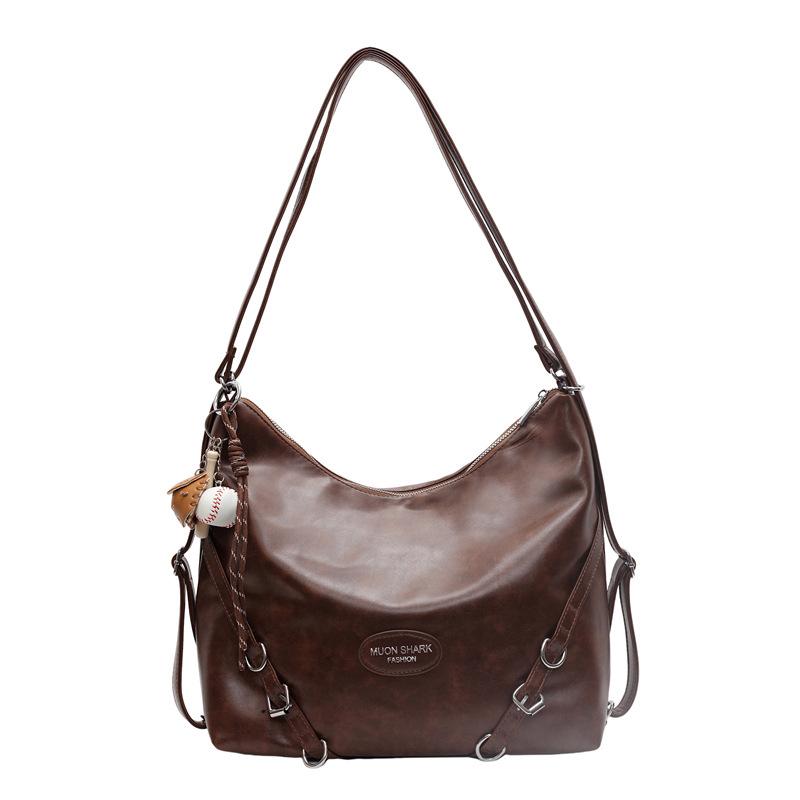 

Повседневный женский рюкзак большой вместимости, новая универсальная сумка-рюкзак на двойном плече, сумка-тоут через плечо. no pendant коричневый