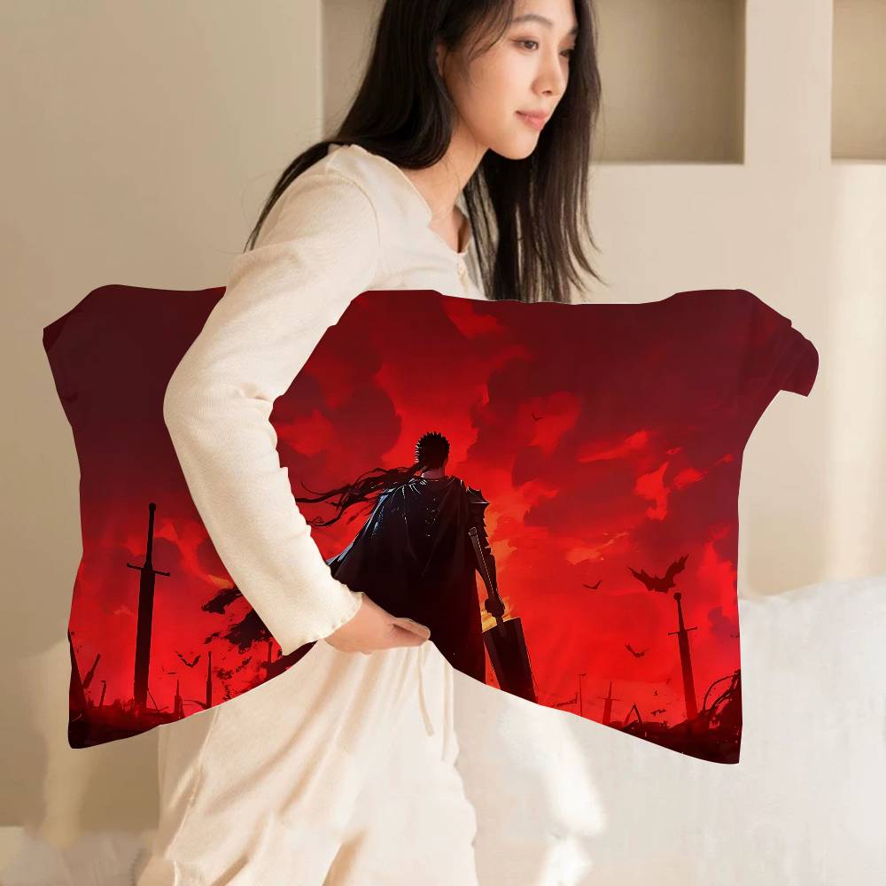 Classic Dark Anime B-Berserk Pillow Towel Made Of Polyester Non-slip Cartoon Style Breathable Washable Pillowcase For Home Use