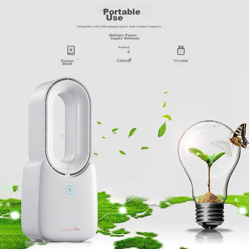 KOVOL Desktop Fan, Small Tower Fan,Plug-In USB, Quiet Air Conditioner Fan, Bladeless, White