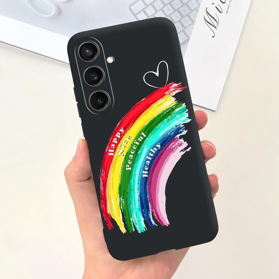 For Funda Cover Samsung A35 5G Case SM-A356E Couple Love Heart Flower Cat Painting Back Shell For Samsung Galaxy A35 5G Etui