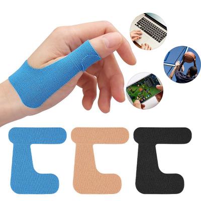 10 Stück Vorgeschnittenes Daumenstützband - Selbstklebend - Atmungsaktiv & Wasserdicht Daumenbandage für Sport, Hausarbeit (Beige/Schwarz/Blau)