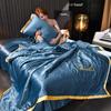 Luxury Embroidery Ice Silk Summer Cool Quilts Bedroom Nap Air Conditioner Quilted Soft Comforter Blanket Set European Style 2024
