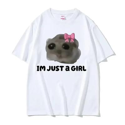 Maglietta Divertente Trendy Carina Kawaii Criceto Triste Donna Moda Estiva Vintage Maglietta Casual Streetwear