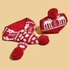 Cute Deer Fur Pompom Pet Scarf Hat Set Adjustable Elastic Christmas Pet Set Snowflake Pattern Warm Pet Headgear Autumn Winter