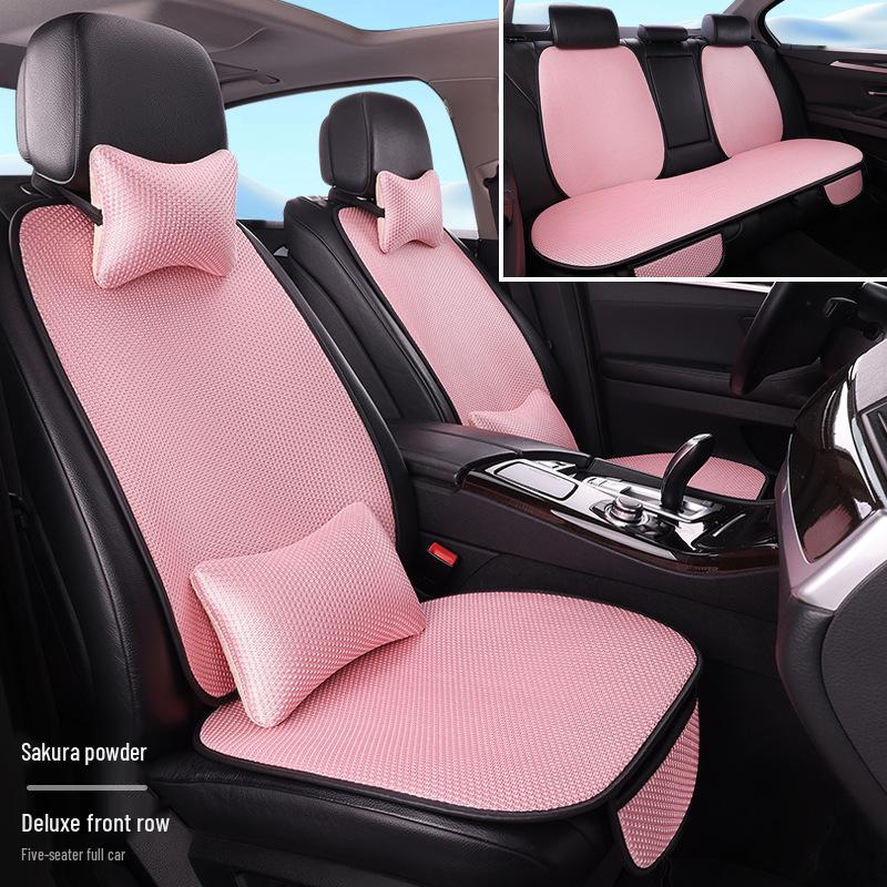 Set di cuscini per seggiolino auto: Seta di Ghiaccio, Antiscivolo, Traspirante, Sette Pezzi, Universale per Tutte le Stagioni.