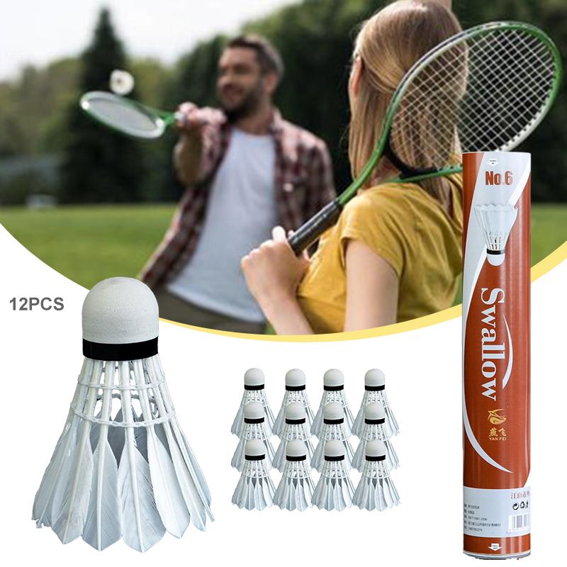 White Super Durable Outdoor Game foam Sports Badminton Balls Shuttlecock Goose Feather 12 Pcs