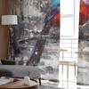 Christmas Retro Abstract Cardinal Bird Bedroom Transparent Sheer Curtains Holiday Decoration Window Voile Tulle Curtain