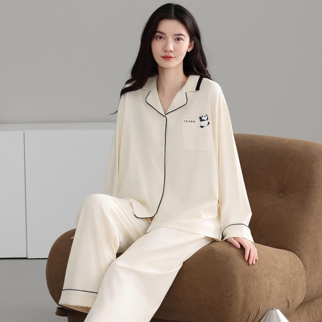 Pure cotton pajamas women's spring and autumn models, new cotton long-sleeved women's loungewear suit, casual and can be worn outside in autumn