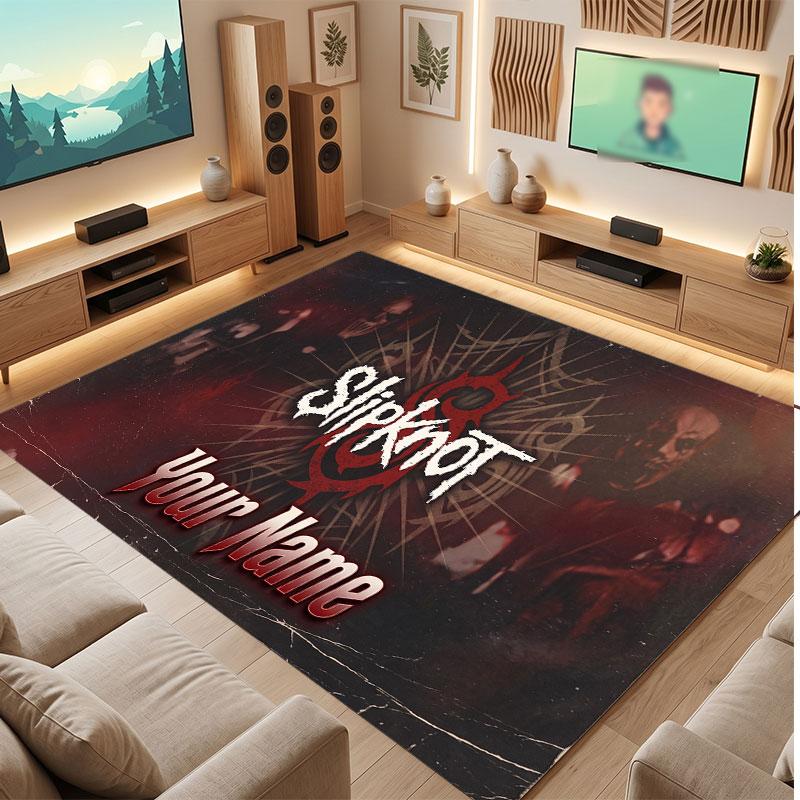 Slipknot Personalisierter Kristall-Samt-Teppich, Benutzerdefinierter Namens-Text Weicher Anti-Rutsch-Teppich für Wohnzimmer Schlafzimmer