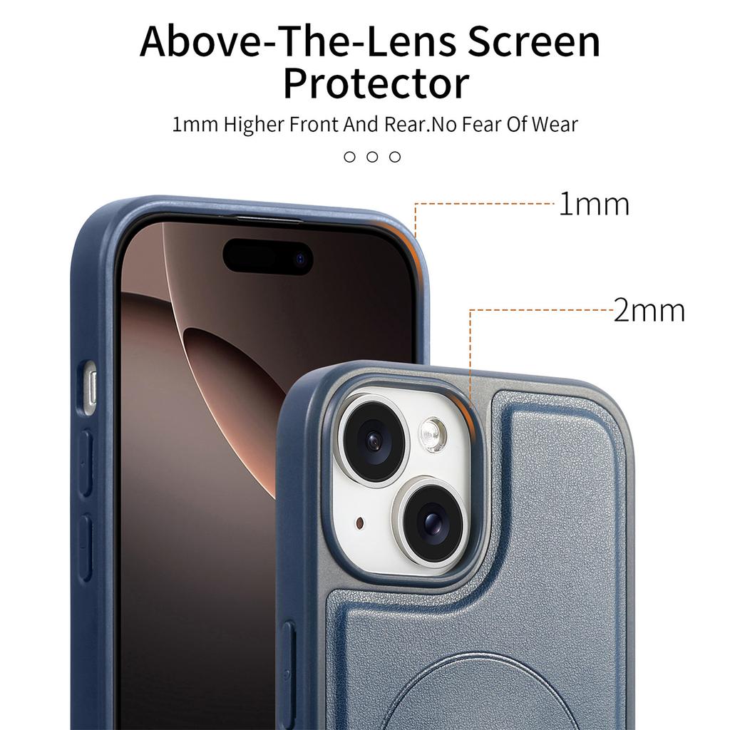 For iPhone 15 Magnetic Case CASENEO Wristband PU Leather + PC Shockproof Phone Cover