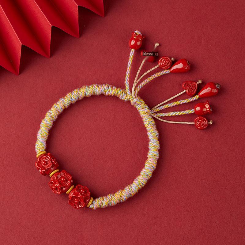 Jing Chunlan Handmade Cinnabar Red Sand Pixiu Bracelet