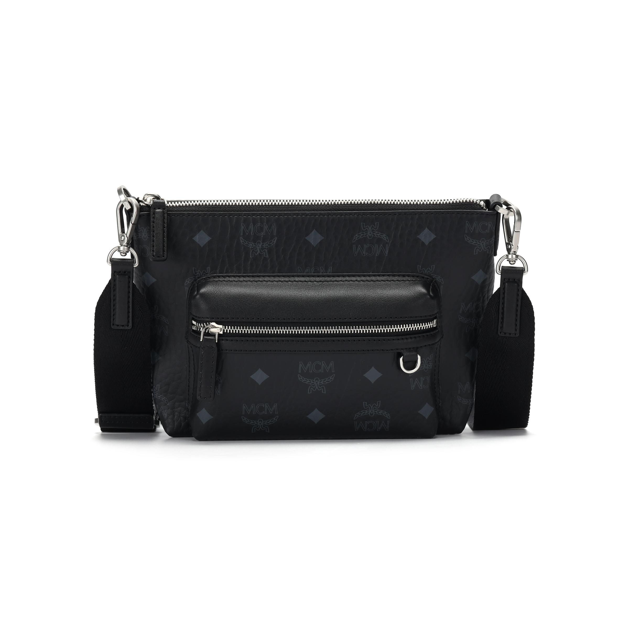 

Новая холщовая сумка MCM Aren с кожаным плечевым ремнем, маленькая женская сумка через плечо, черная MMRFSTA05BK001 20.1*7.1*16.0CM