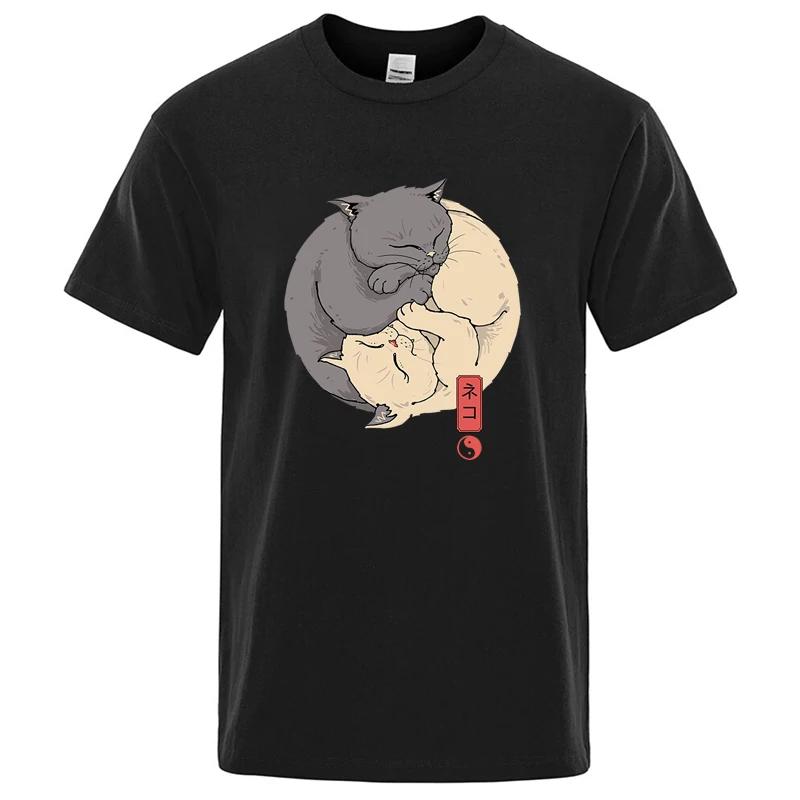 

Summer Mens High Quality Tshirt 100 Cotton Short Sleeve Funny Cat Print Tshirt Casual Loose Oneck Cool Tshirt Male Tees S