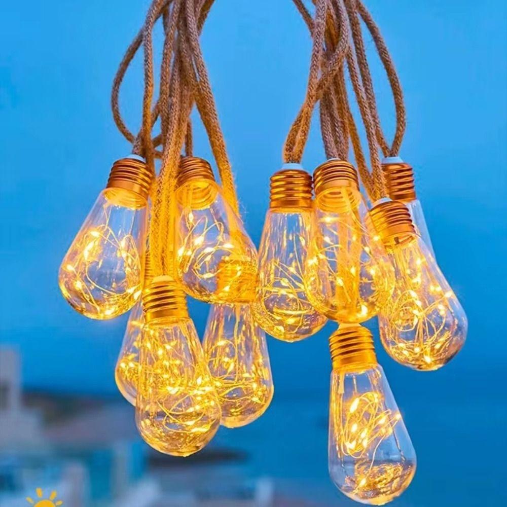 Rope Lights Solar String Lights Waterproof Hemp String Lights Fairy String Lights  Camping