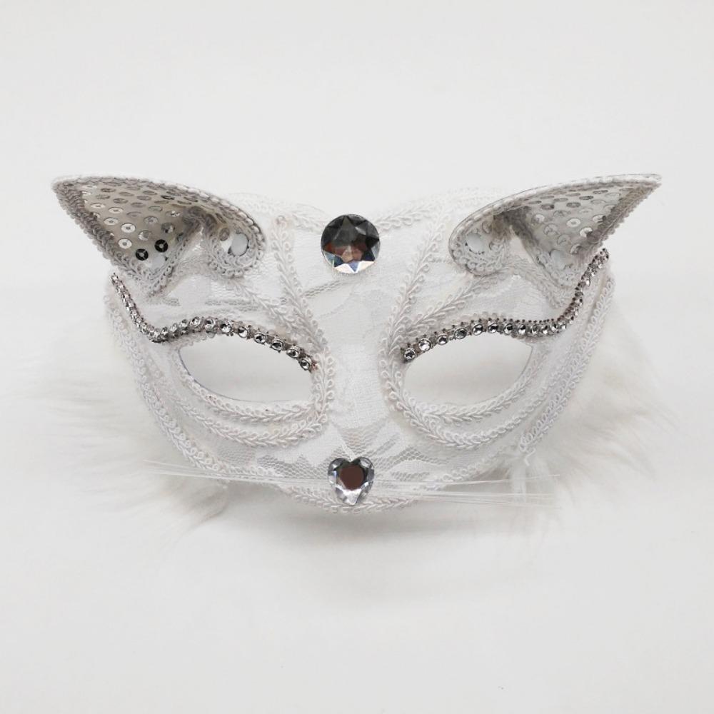 Halloween Lace Mask Half Face Female Masquerade Cosplay Animal Cat Face Black Mask