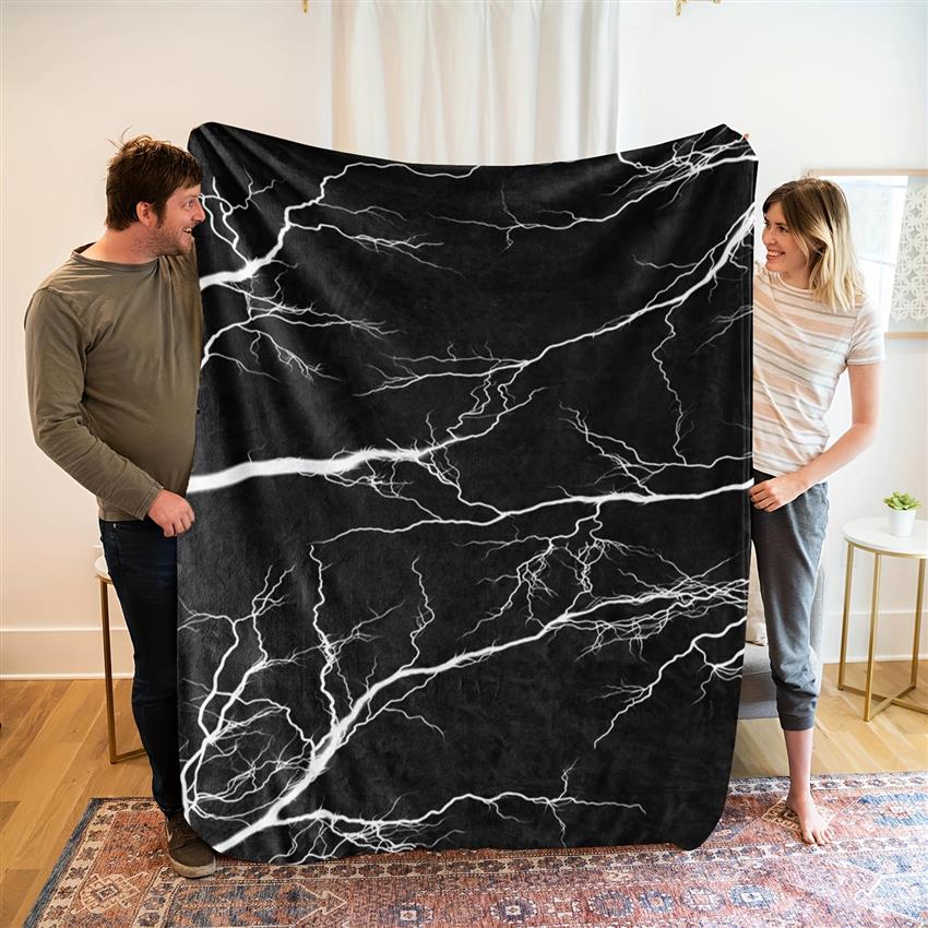 

Black Marble Fleece Blanket White Vein Pattern Soft Cozy Throw Home Decor for Living Room or Bedroom Gift for Modern Design 70x100cm28x39in