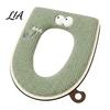 Winter Warm Toilet Seat Cover Zippered with Handle, Soft Jacquard Suede Hygienic Lifter Mat, Cartoon Pattern Washable Bathroom Pad for Most