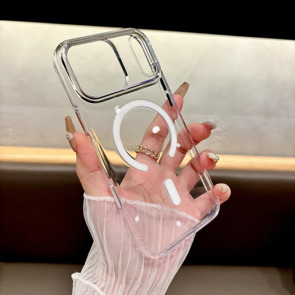 Trendy Acrylic Colorful Clear Magnetic Case For iPhone 17 Air AI Camera Button 16 15 14 Pro Max Fashion Cover Strong Protection