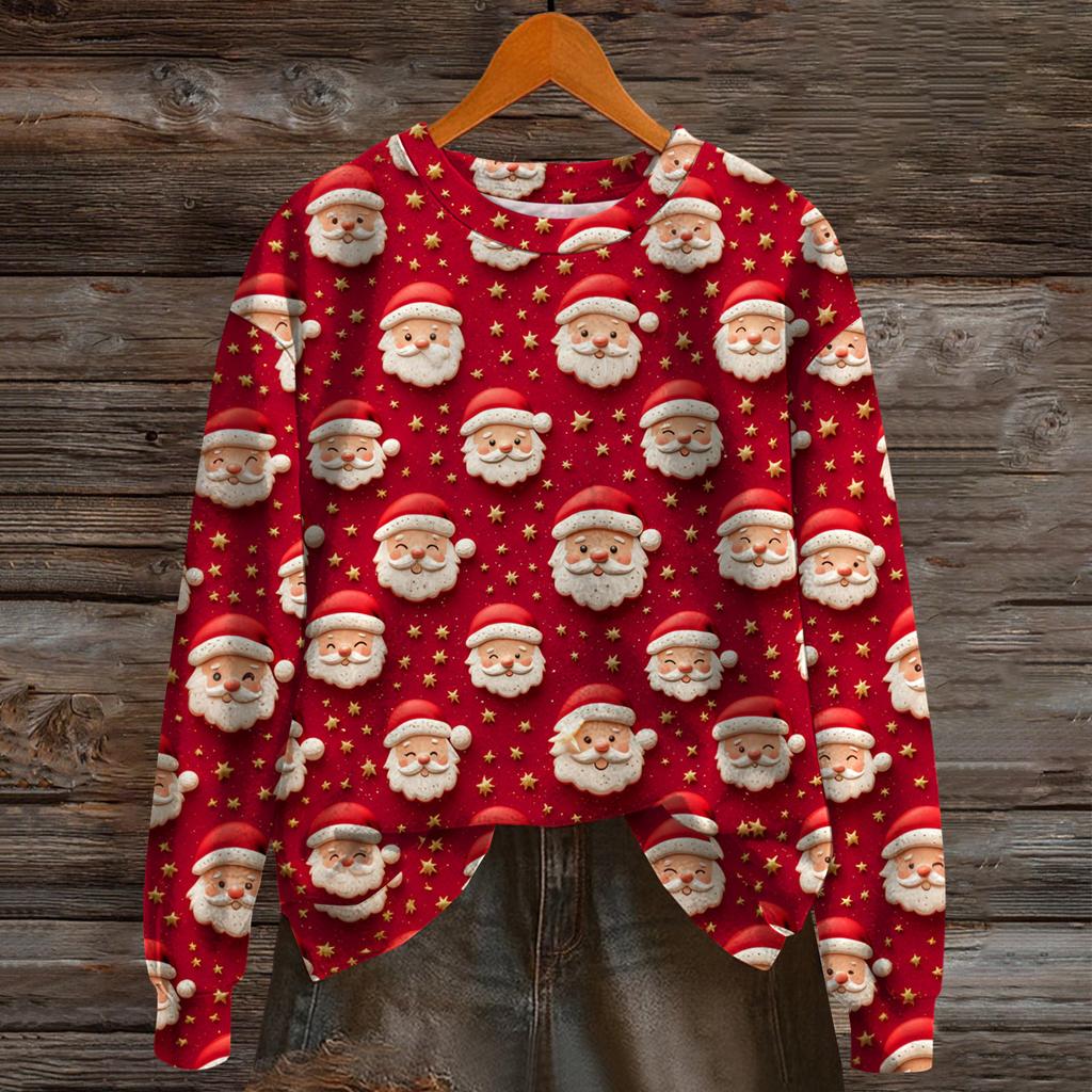 Damenmode Langarm Weihnachten Schneemann Schneeflocke Druck Jacke Strickjacke