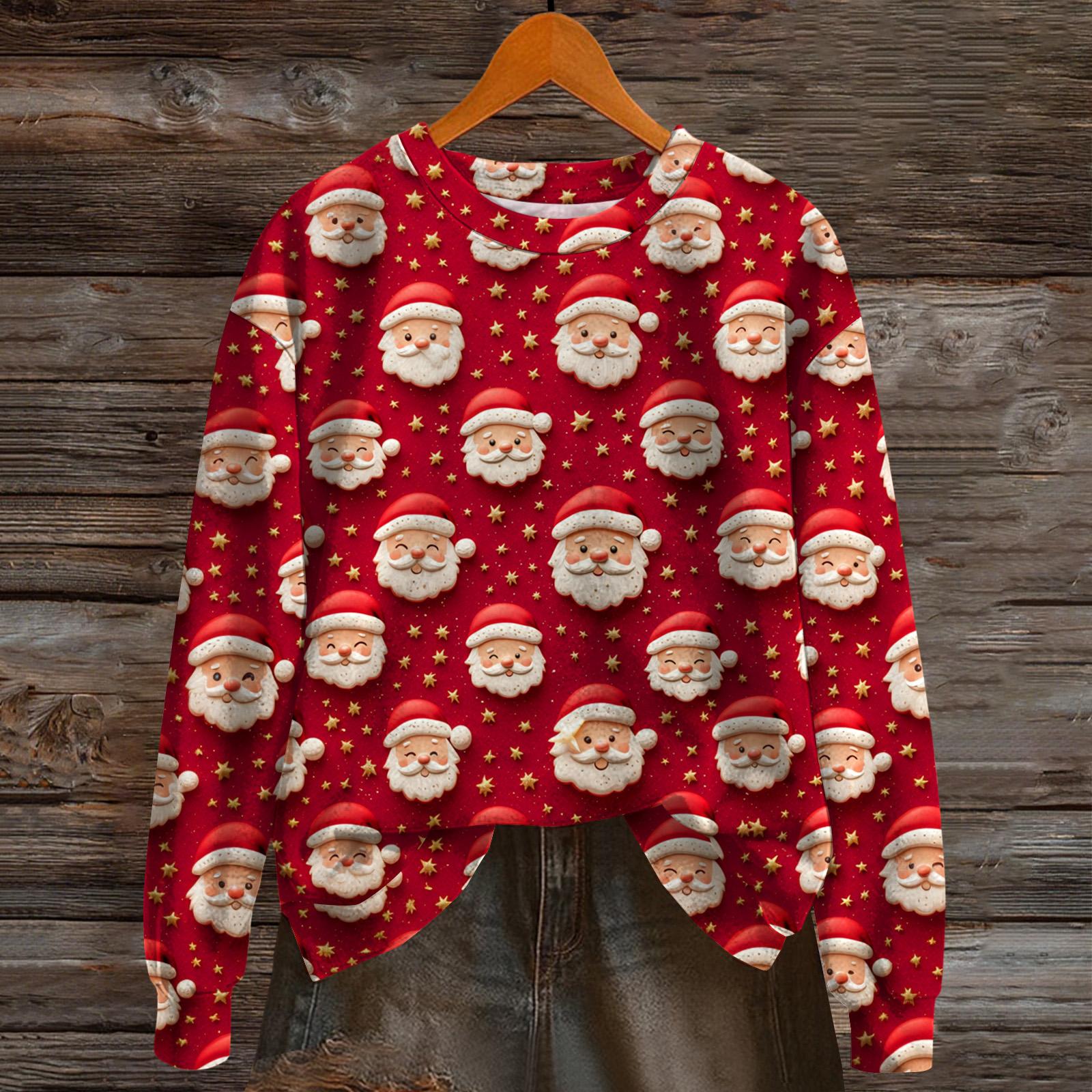 

Женская мода с длинным рукавом, рождественский принт «Снеговик-снежинка», куртка, кардиган M красный