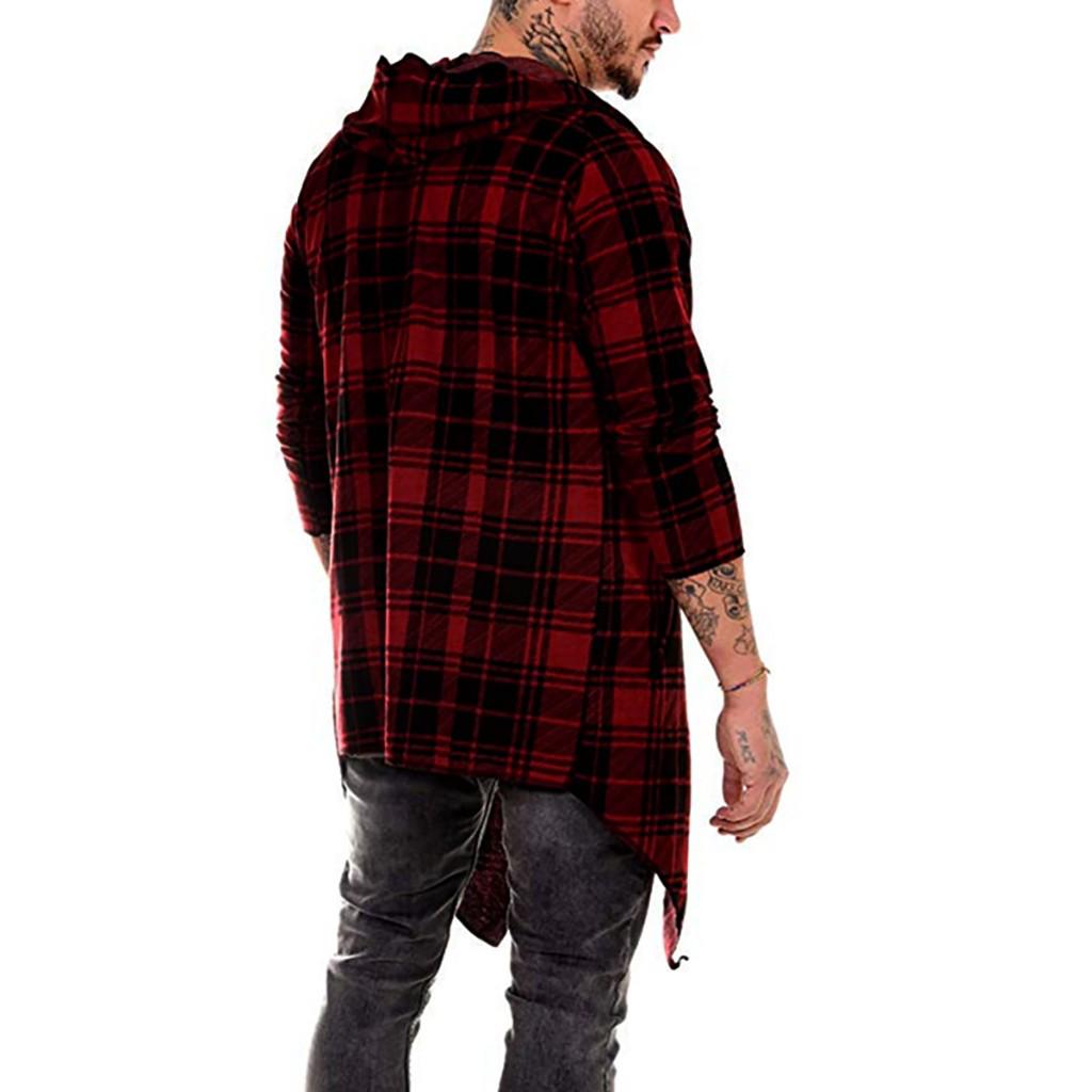 Men Splicing Hooded Solid Trench Coat Jacket Cardigan Long Sleeve Outwear Blouse