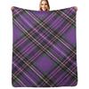 Pretty Purple Plaid Throw Blanket Shaggy Furry Soft Blanket for Bedroom Living Room