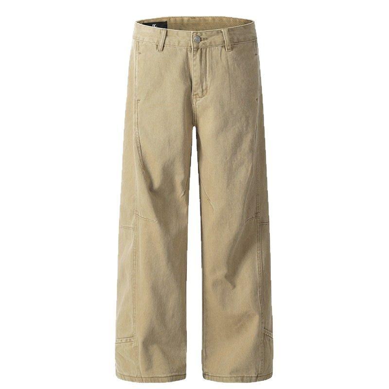 Retro Three-dimensional Tailoring Washed Overalls Men's and Women's Loose Straight Maillard Casual Deconstruction Pants