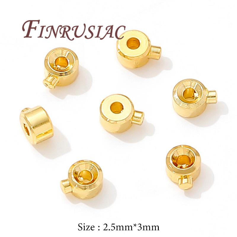 2.5mm 3mm 18K Gold Plated Crimp End Beads,Crimp Beads For Jewelry Making Supplies,Necklace End Bead,Bracelets Accessories