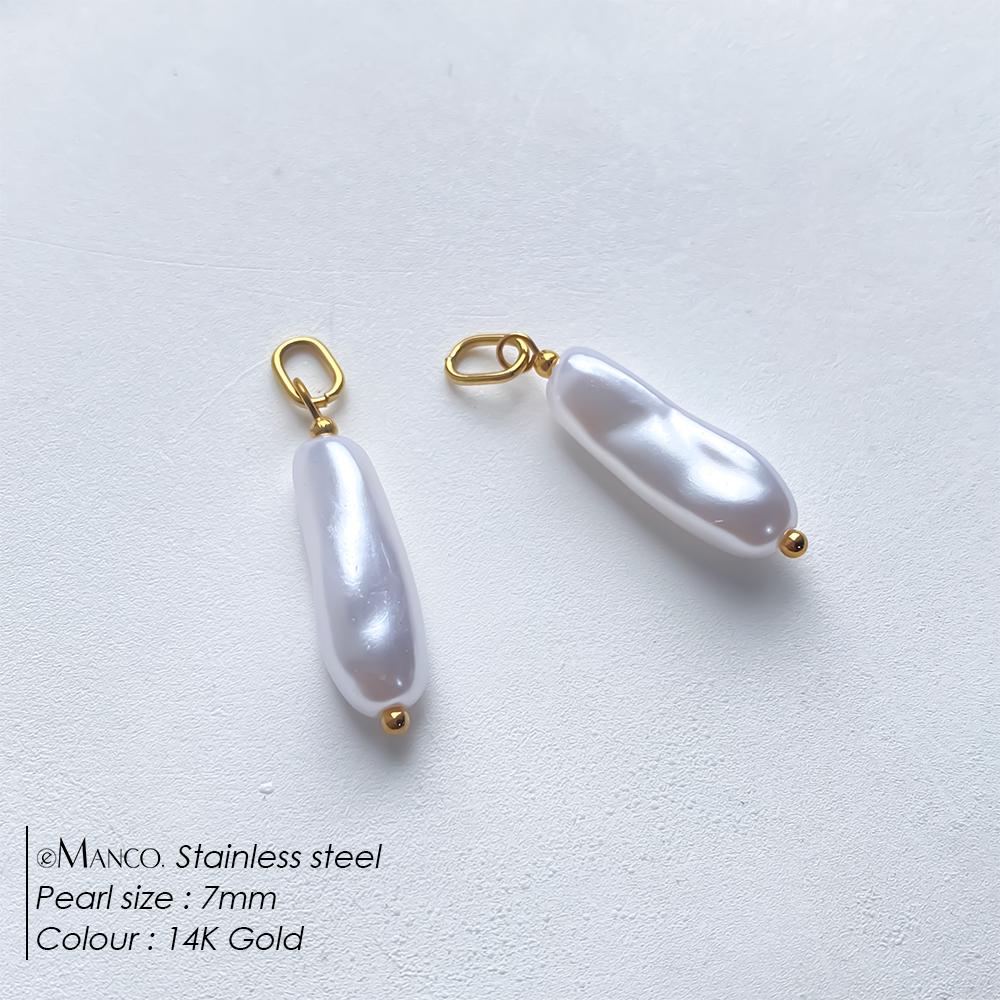 EManco DIY Imitation Pearl Pendants Stainless Steel Charms Gold Plated Jewelry Making Accessories Freshwater Pearl Charm