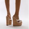 Summer Super High Heels Wedges Heel Women Slippers Fashion Open Toe Platform Sandals  Party Shoes