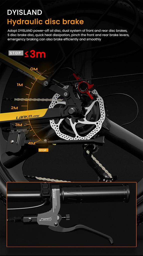 Foldable electric bicycle LANKELEISI XT750 Sport ,500W motor, a 48V 12.8Ah battery, a top speed of 35 km/h, a range of 110km, and 26*2.35 inch tires.